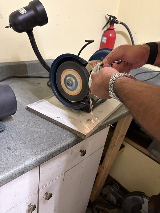 Wedge grinding in progress at The Complete Golfer