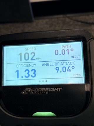 Foresight launch monitor showing swing speed and launch data